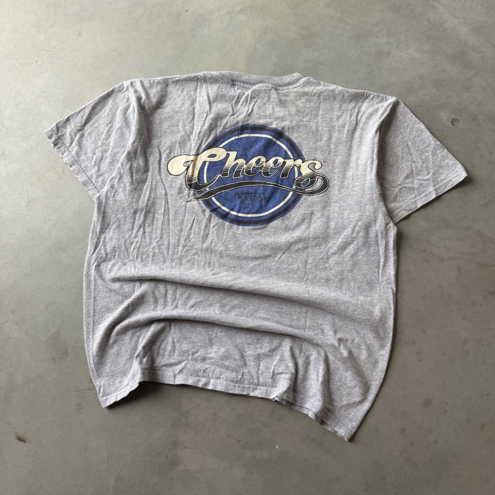 Vintage Delta Pro Weight Cheers Boston T-Shirt Mens Large Gray Graphic Tee 90s